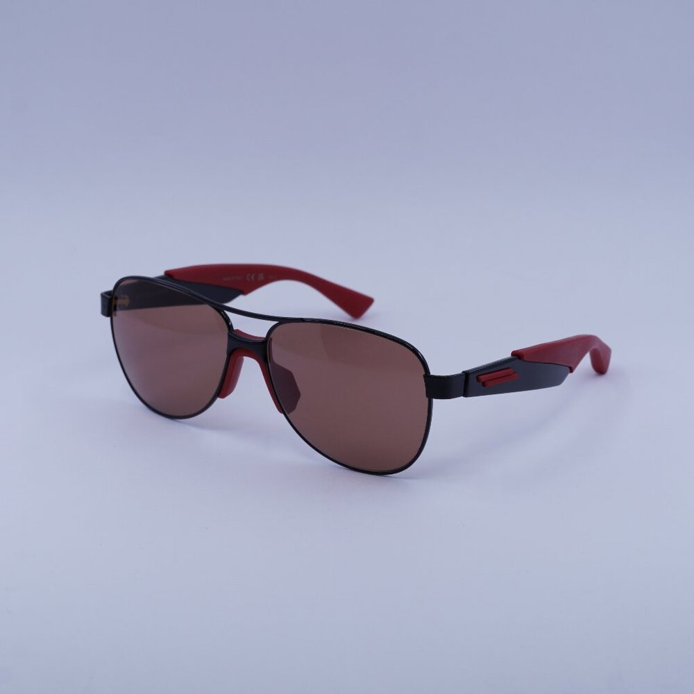 Bottega Veneta BV1231S 004 Sunglasses Black/Red Aviator Frame, Red Lenses